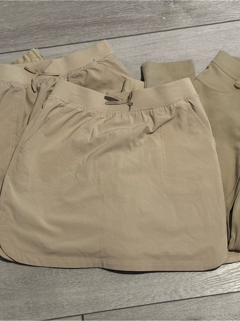 Khaki/Tan Girls' Chino Skort with Drawstring lot of 4 skirts 1 pants